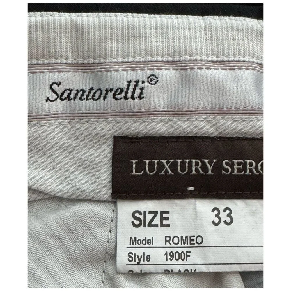 Santorelli Romeo Black 100% Virgin Wool MENS Dress Pants Made in ITALY Size 33